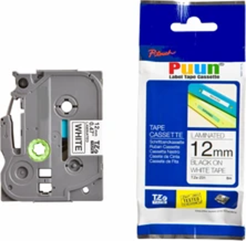 Brother P-Touch TZE-231 12MM x 8m Beyaz Üzerine Siyah Muadil Laminasyon Etiket Şeridi