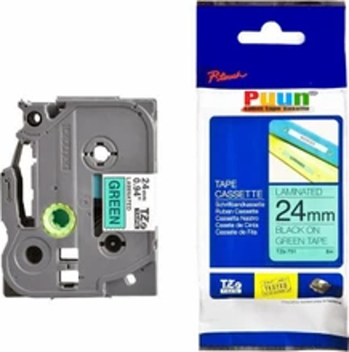 Brother P-Touch TZE-751 24MM x 8m Yeşil Üzerine Siyah Muadil Laminasyon Etiket Şeridi