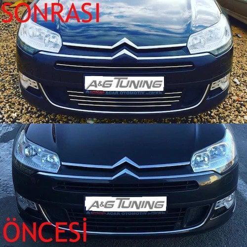 Citroen C5 Krom Ön Tampon Çıtası Tk 2008 Üzeri 5 Prç Paslanmaz Çelik