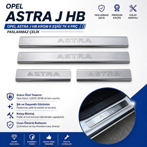Opel Astra J HB Krom Kapı Eşiği Tk 4 Prç Paslanmaz Çelik