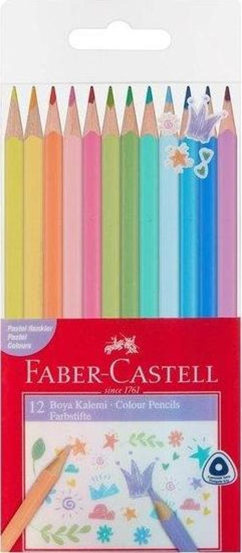Faber-Castell 12 Pastel Renk Üçgen Kuru Boya Kalemi