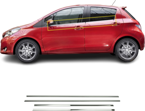 Toyota Yaris Krom Cam Çıtası 4 Prç. 2012-2019 Arası P.Çelik