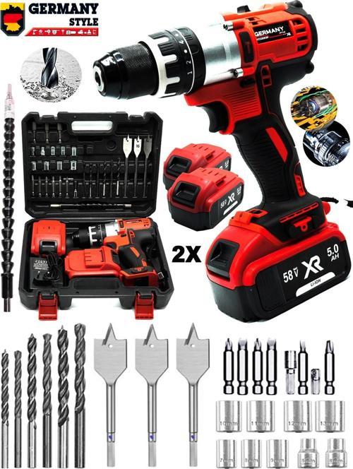 Alman PRO-512VX Çift Akülü Darbeli Kart Soğutmalı Torklu Matkap 30 Parça Setli