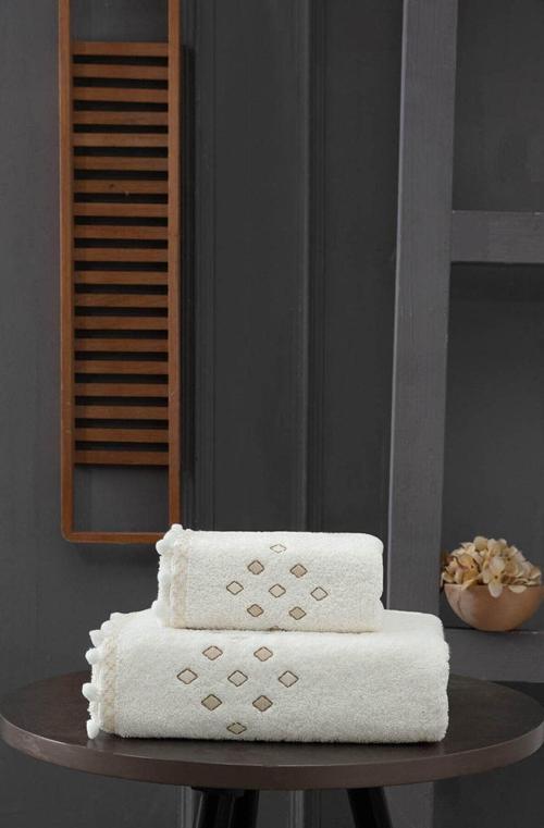 Perla Nakıslı Ponponlu 2Lı Havlu Setı Krem-Bej 50X80 30X50