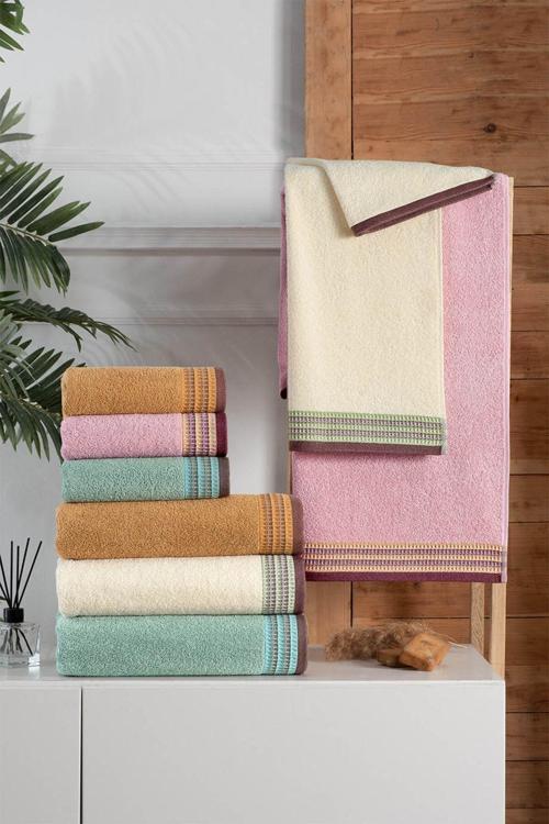 Hera Bukle Jakarlı Havlu Krem 50X90