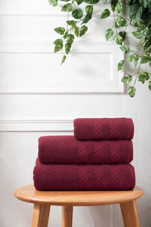 Lısa Bukle Jakarlı Havlu Bordo 70X130