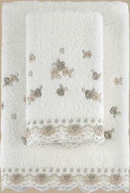 Meltem Nakıslı 2Lı Havlu Setı Krem-Bej 30X50 50X80