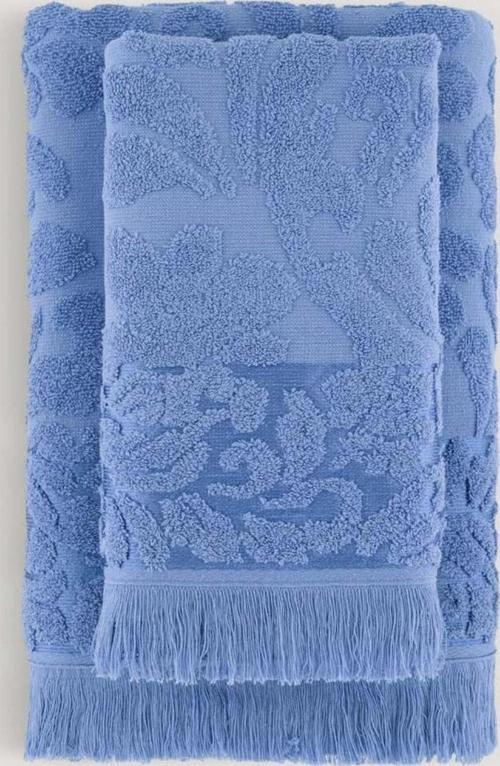 Saray Jakarlı 2Lı Banyo Setı Mavı 90X140 50X80