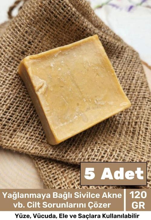 %100 Doğal Güzel Kokulu El Yüz Saç Vücut Cilt Orijinal Bitkisel Mardin Bıttım Sabunu 120G - 5 Adet