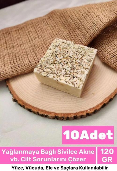 Lüks %100 Doğal Güzel Kokulu El Yüz Saç Vücut Cilt Orijinal Bitkisel Biberiye Sabunu 120G - 10 Adet