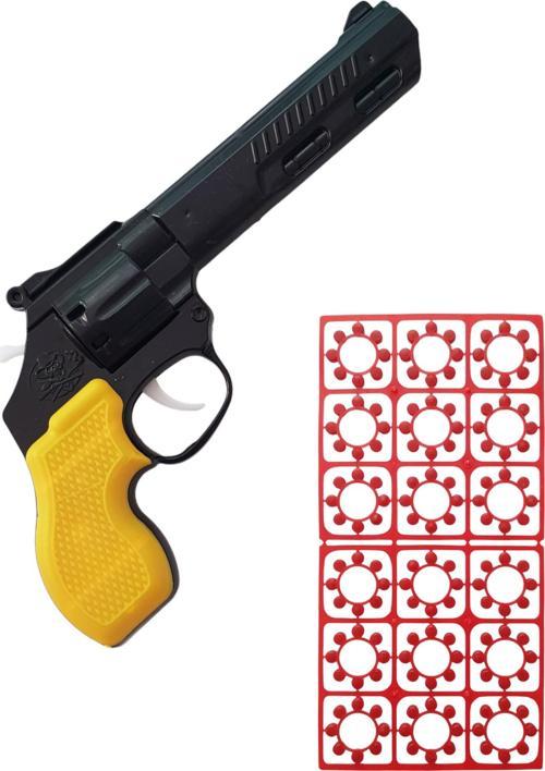 Büyük Boy Mantar Tabancası Çat Pat Tabanca 18 Kapsül Mantar Hediyeli Sarı