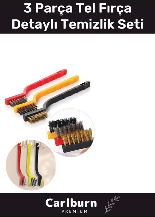Sert Plastik Başlıklı 3 Parça Mutfak Ocak Fırın Davlumbaz Yağ Çıkarma Tel Fırça Detaylı Temizlik Set