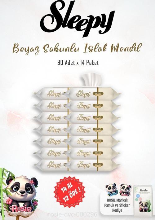 14 AL 12 ÖDE Sleepy Beyaz Sabun Kokulu Islak Havlu Mendil 90 Adet ve ROSIE