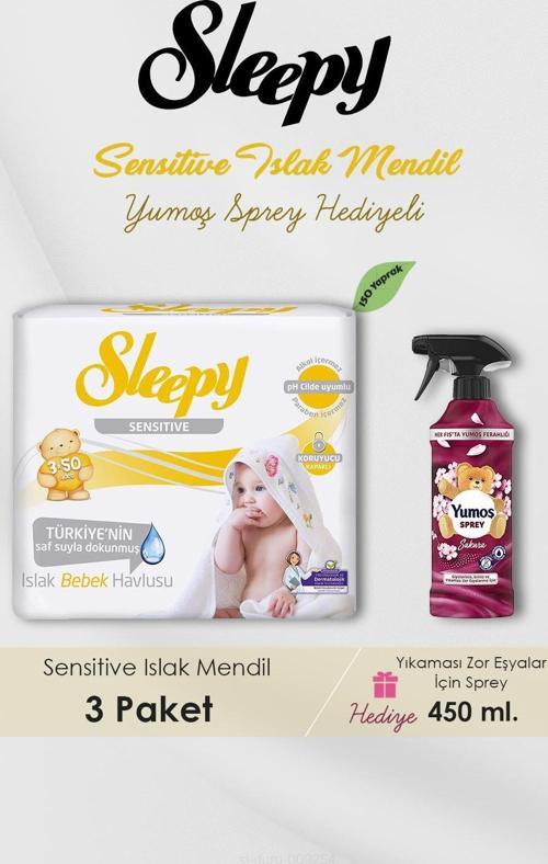 150 Adet Sensitive Islak Mendil, Sakura Oda Kokusu Hediyeli