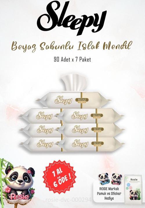 7 AL 6 ÖDE Sleepy Beyaz Sabun Kokulu Islak Havlu Mendil 90 Adet ve ROSIE