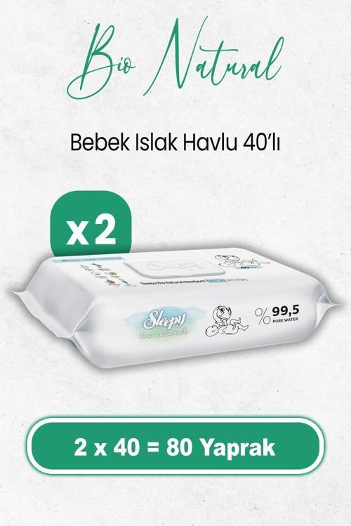 Bio Natural Yenidoğan Islak Havlu 40 x 2 Adet (80 Yaprak)
