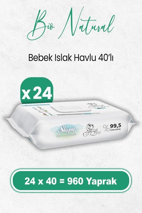 Bio Natural Yenidoğan Islak Havlu 40 x 24 Adet (960 Yaprak)