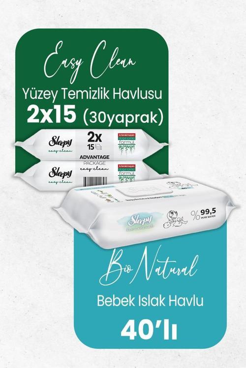 Bio Natural Yenidoğan Islak Havlu 40'lı ve Temizlik Havlusu 30' lu