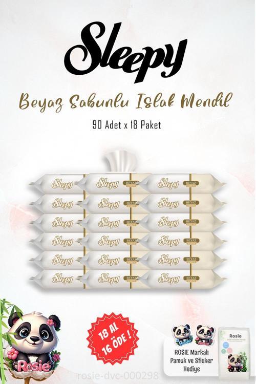 18 AL 16 ÖDE Sleepy Beyaz Sabun Kokulu Islak Havlu Mendil 90 Adet ve ROSIE