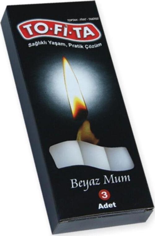 To-fi-ta Beyaz Mum 3'lü - 1 Mum:14 Cm