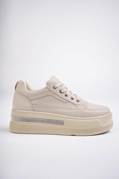 TOMOVA Garantili Günlük Kalın Taban Bağcıklı Taşlı Kadın Sneaker Spor Ayakkabı