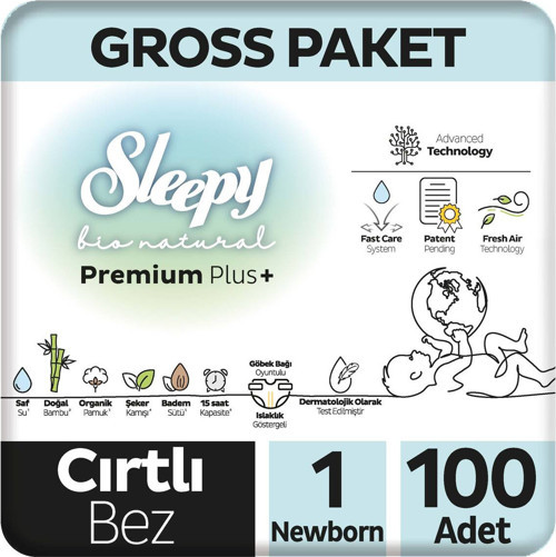 Bio Natural Premium Plus Gross Paket Bebek Bezi 1 Numara Newborn 100 Adet