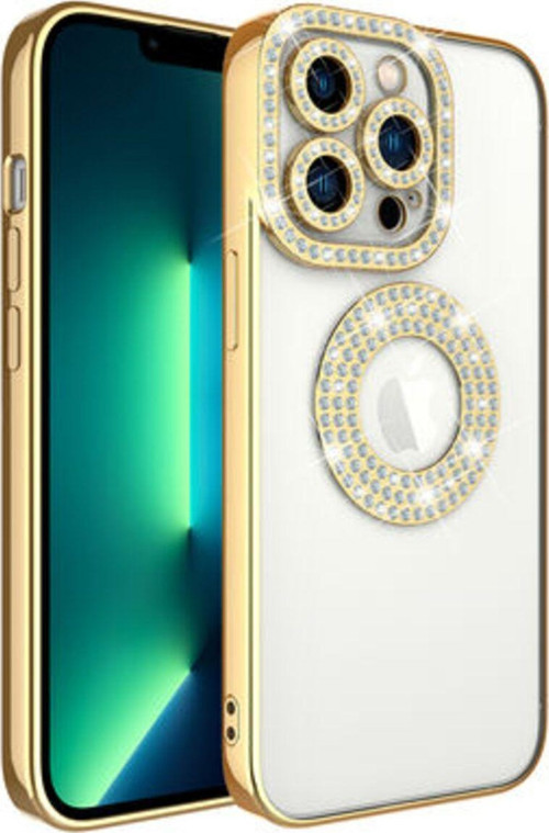 İphone 13 Pro Kılıf Kamera Korumalı Taş Süslemeli Arkası Şeffaf Asya Kapak