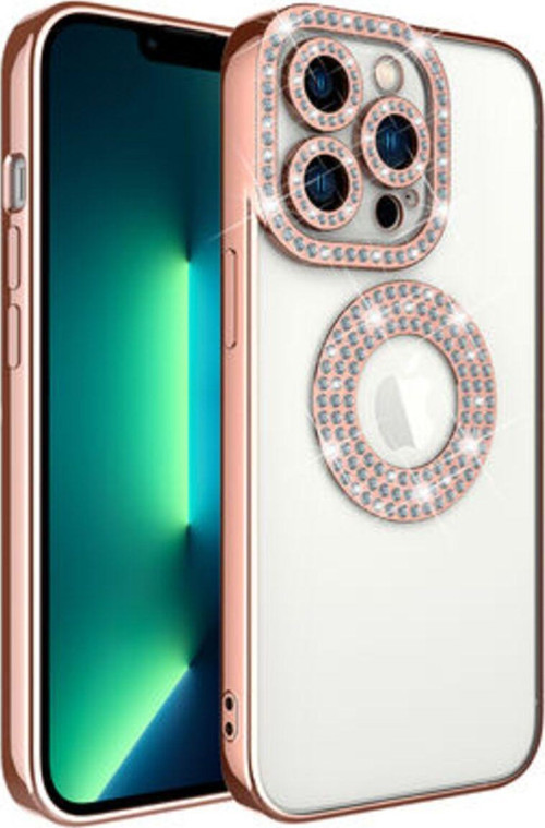 İphone 13 Pro Kılıf Kamera Korumalı Taş Süslemeli Arkası Şeffaf Asya Kapak
