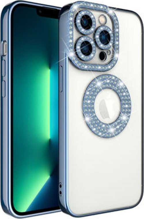 İphone 13 Pro Kılıf Kamera Korumalı Taş Süslemeli Arkası Şeffaf Asya Kapak