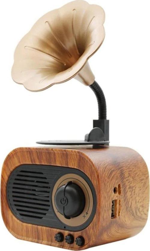 Winex Wireless Nostalji Gramafon Speaker Fm Radyo+Sd Kart+UsbA+3.5mm Aux Girişli