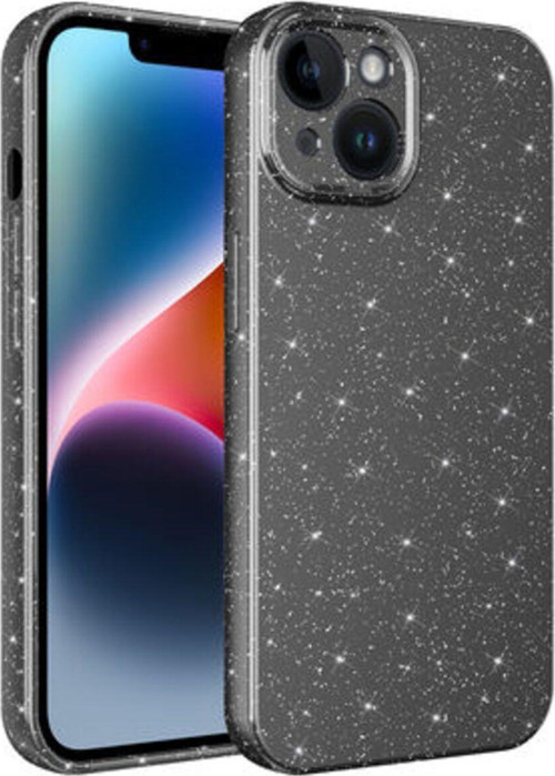 İphone 14 Kılıf Kamera Korumalı Simli Lüks Koton Kapak