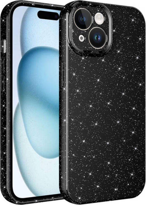 İphone 15 Kılıf Kamera Korumalı Simli Lüks Koton Kapak