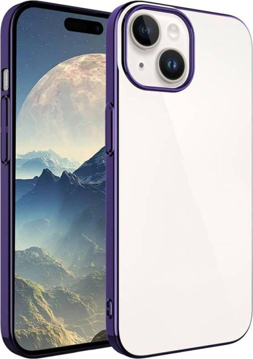 İphone 15 Plus Kılıf Şık Görünümlü Sert Pc Renkli Çerçeveli Riksos Kapak