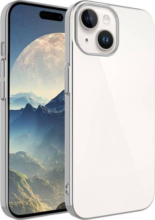 İphone 15 Plus Kılıf Şık Görünümlü Sert Pc Renkli Çerçeveli Riksos Kapak
