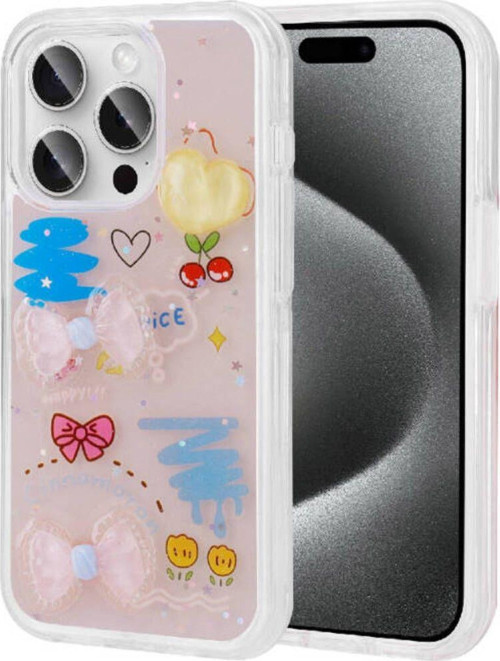 İphone 15 Pro Max Kılıf Kabartma Figürlü Parlak Şık Minimini Silikon Kapak