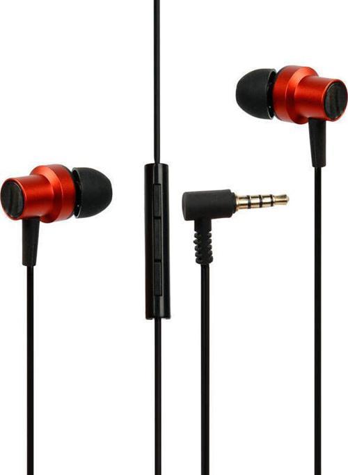 Mıknatıslı Metal Mikrofonlu Kablolu Kulakiçi Kulaklık Kırmızı