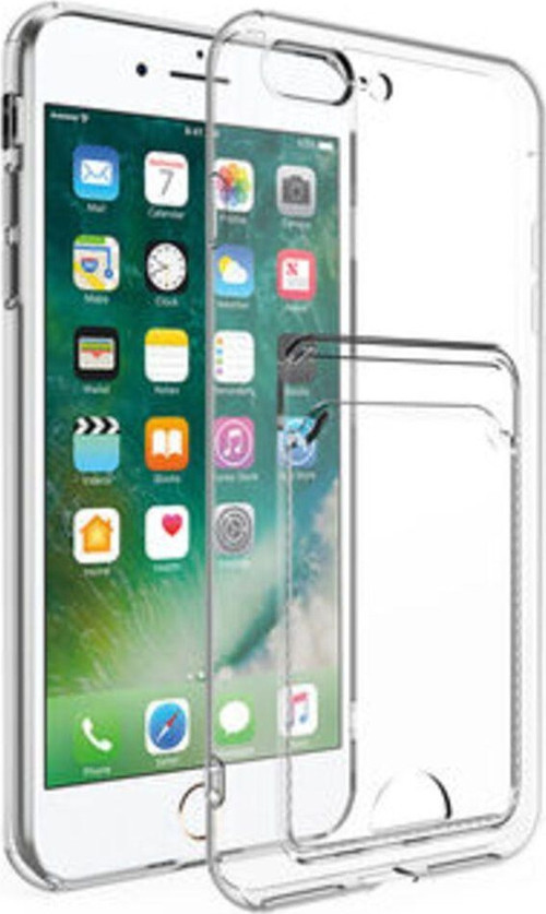 İphone 7 Plus Kılıf Kartlıklı Şeffaf Setra Clear Esnek Silikon Kapak