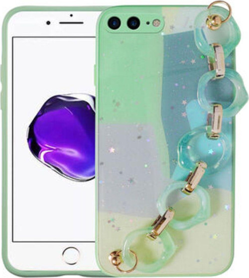 İphone 7 Plus Simli Desenli Ve Elcikli Şık Elsa Premium Kılıf