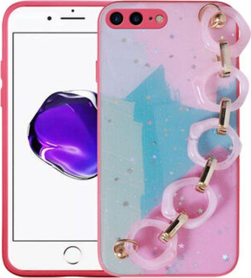 İphone 8 Plus Simli Desenli Ve Elcikli Şık Elsa Premium Kılıf