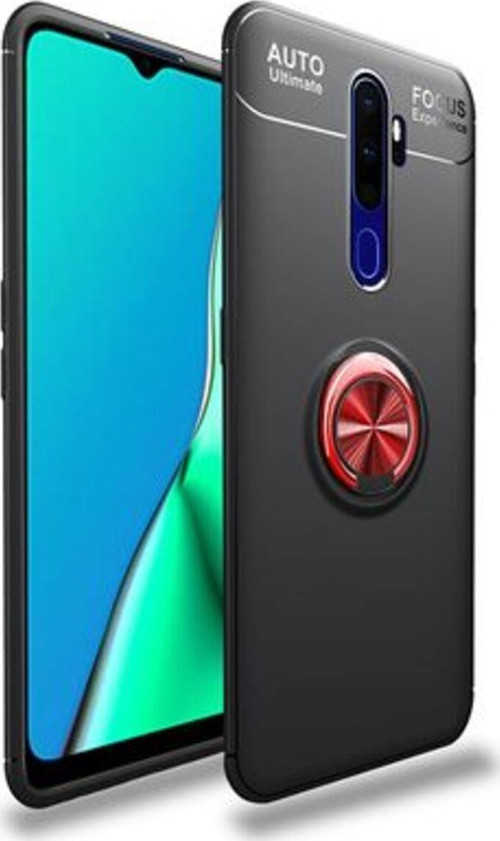 Oppo A5 2020 Ultra Koruma Sağlayan Stant Özellikli Yüzüklü Ravel Silikon Kılıf