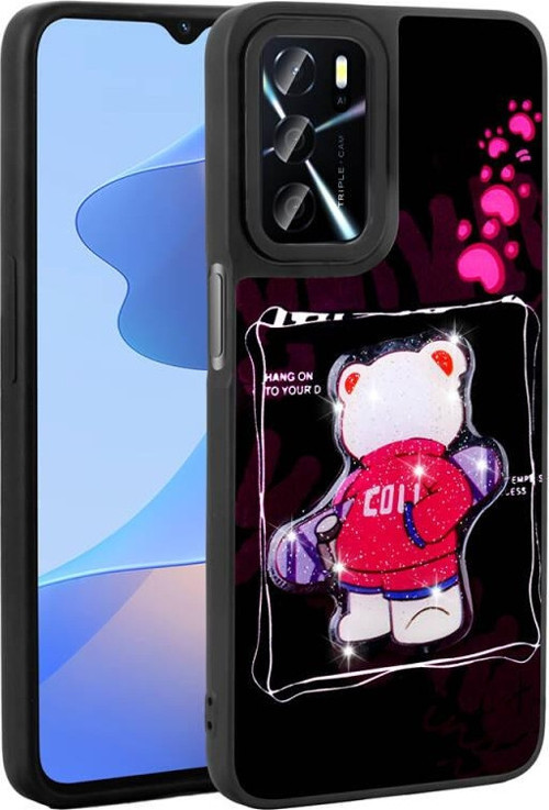 Oppo A54 4G Parlak Kabartmalı Ve Sevimli Figürlü Şık Amas Silikon Kılıf