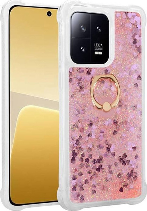 Xiaomi Mi 13 Sıvı Simli Ve Yüzüklü Şık Milce Premium Silikon Kılıf