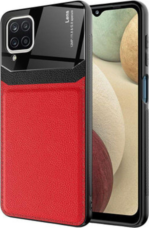 Samsung Galaxy A12 Şık Deri Görünümlü Sert Pc Emiks Premium Kılıf