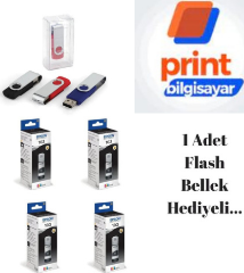 103 / L3151 Siyah Orjinal Mürekkep 4'LÜ Avantaj Paket Flash Usb Bellek Hediyeli