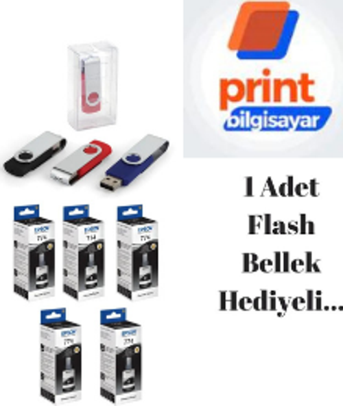 T7741 / ET-4550 Siyah Orjinal Mürekkep 5'Lİ Avantaj Paket Flash Usb Bellek Hediyeli