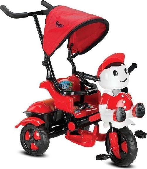 125 Yupi Panda Ebeveyn Kontrollü Kırmızı Beyaz Tenteli Müzikli Tricycle Üç Teker Bisiklet
