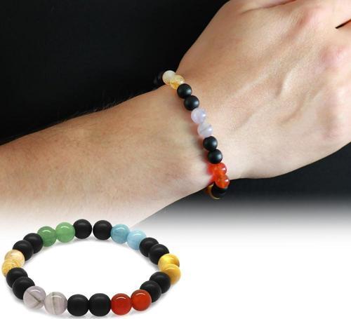 Küre Kesim Çoklu Doğaltaş Kombinli Erkek Başarı Bilekliği