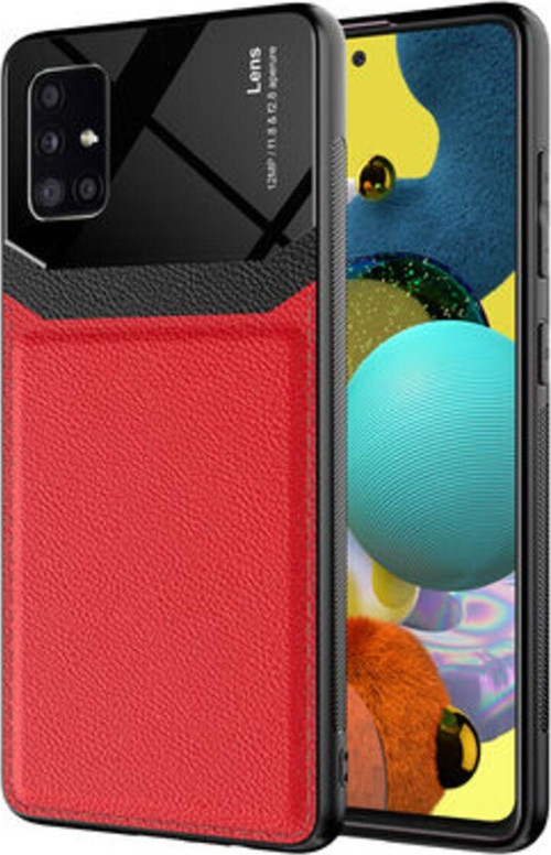Samsung Galaxy A51 Şık Deri Görünümlü Sert Pc Emiks Premium Kılıf