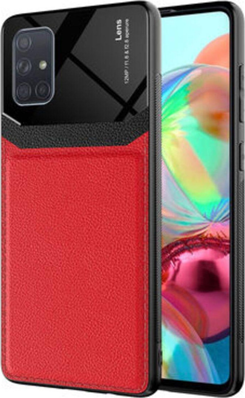 Samsung Galaxy A71 Şık Deri Görünümlü Sert Pc Emiks Premium Kılıf