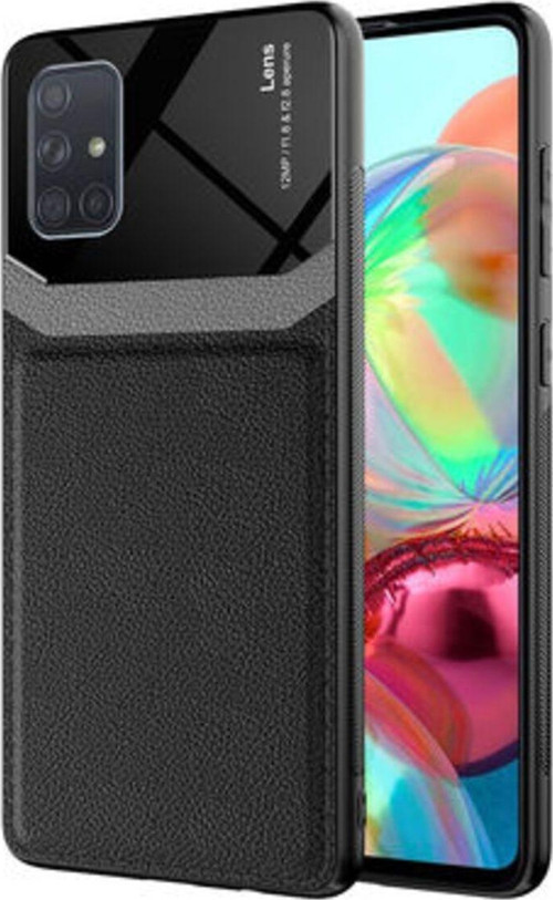 Samsung Galaxy A71 Şık Deri Görünümlü Sert Pc Emiks Premium Kılıf